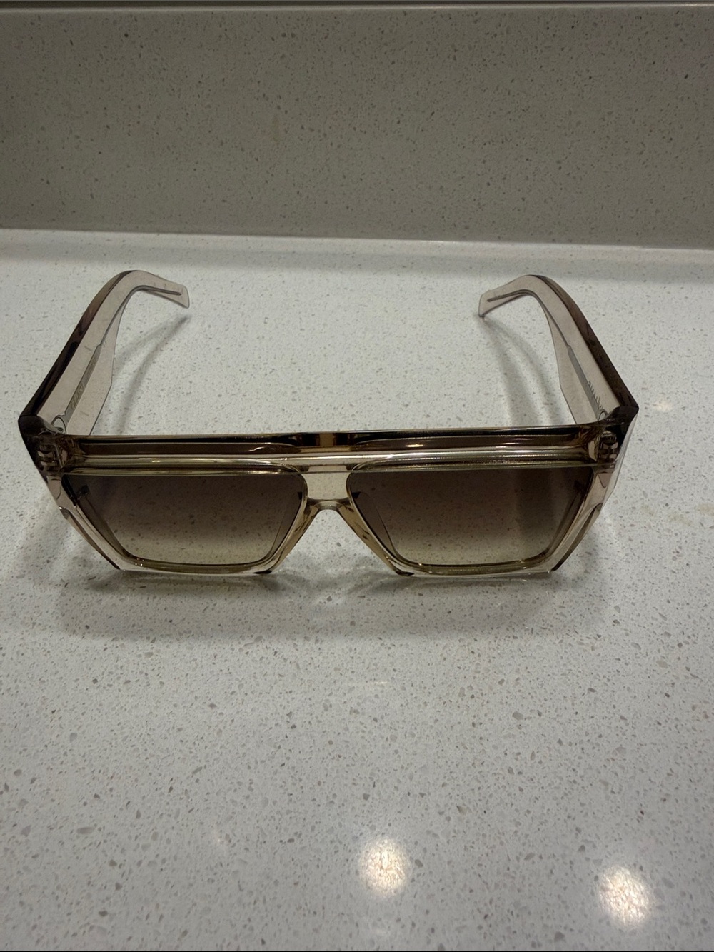 Celine Transparent Brown Rectangular Women's Sunglasses CL40030F flattop sunglas